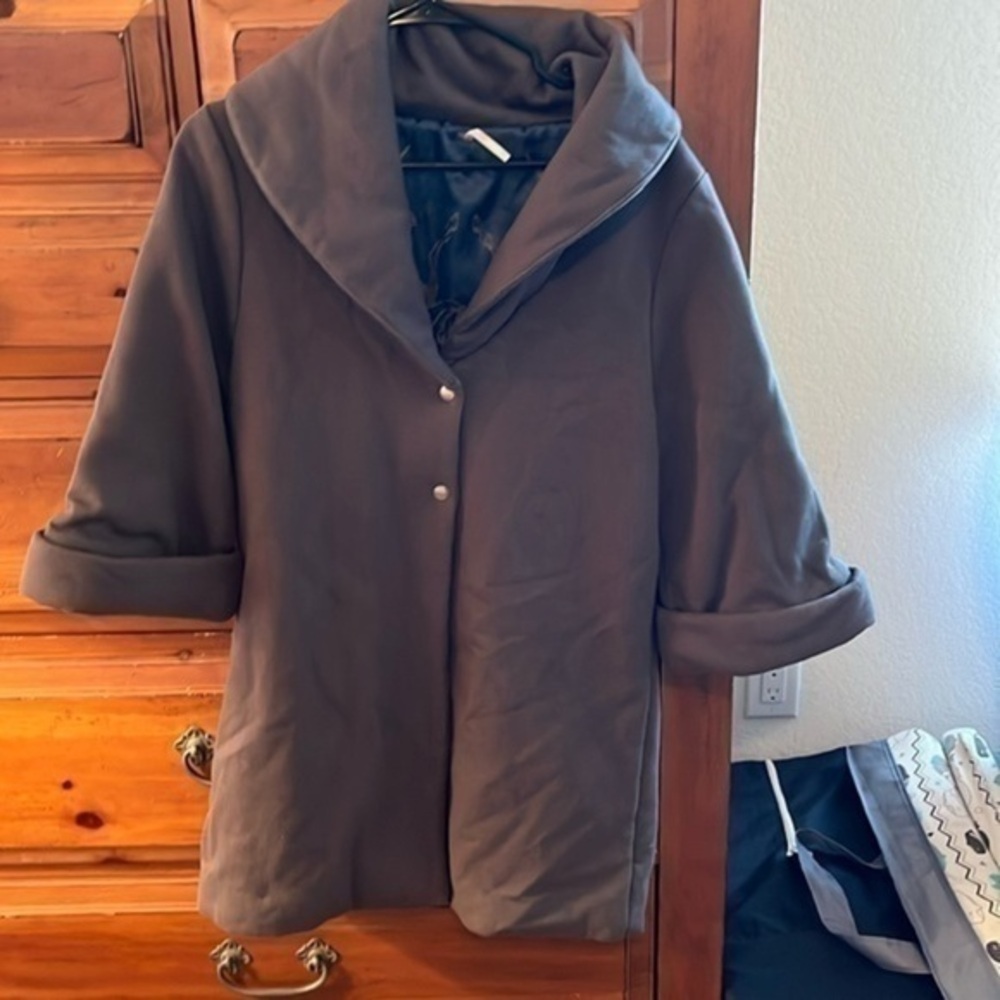 ❤️ Free People Gray Coat, Fully Lined With Sketched Horses Lining NWOT